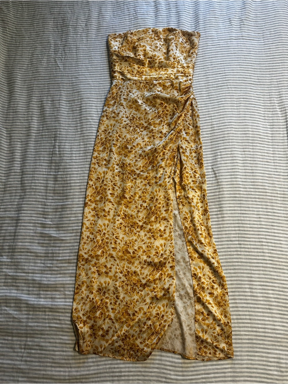 Reformation Strapless Yellow Floral Midi Dress - Picture 3 of 5